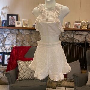 ZIMMERMAN Embroidery top & skirt short Ivory